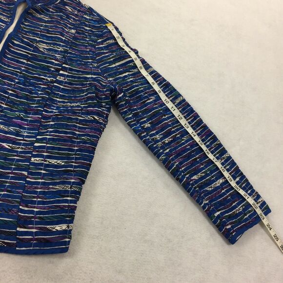 Chicos Open Front Over Jacket Size 1 Womens Medium Blue Striped Blazer M - Picture 7 of 7